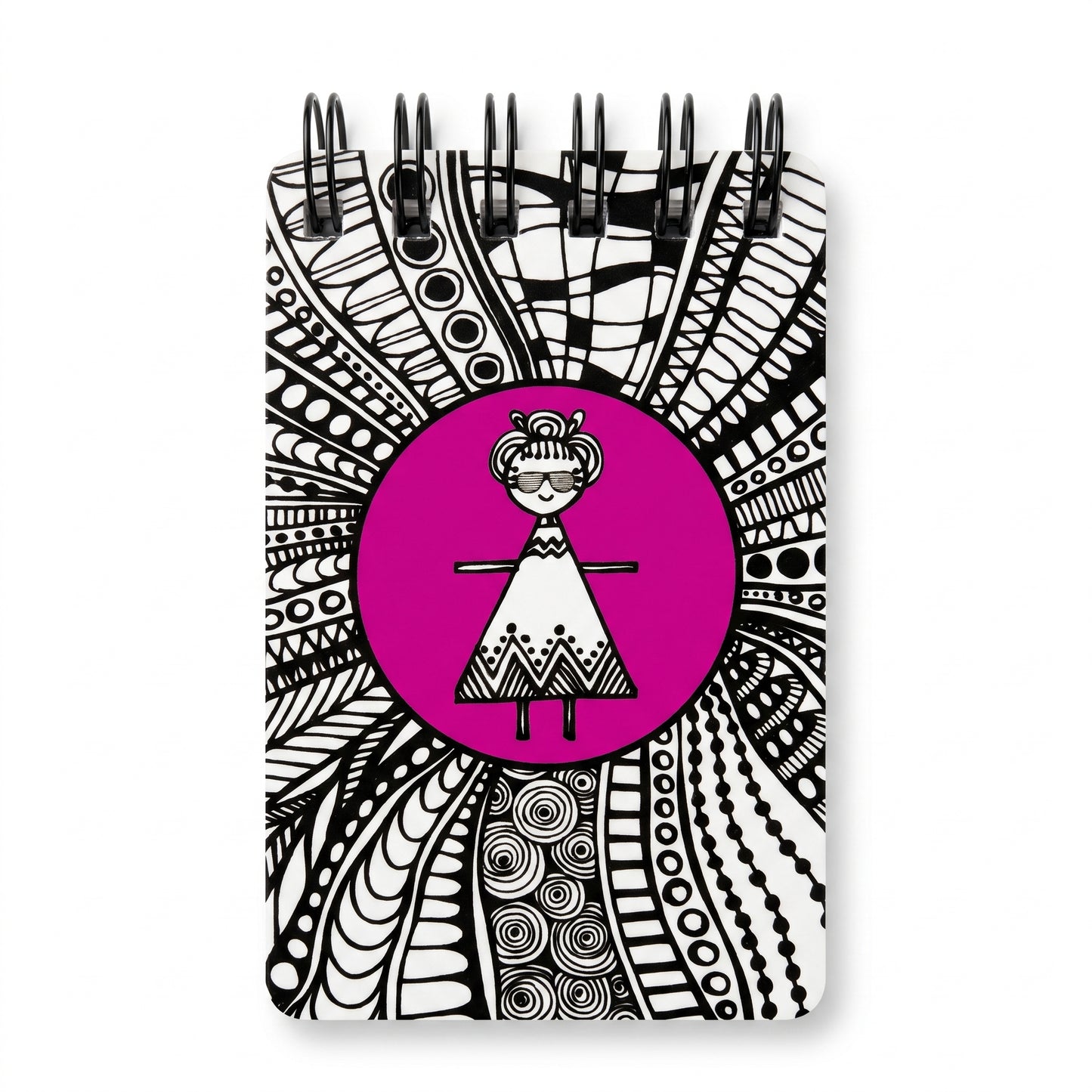 Doodled Girl Purple Circle Notepad