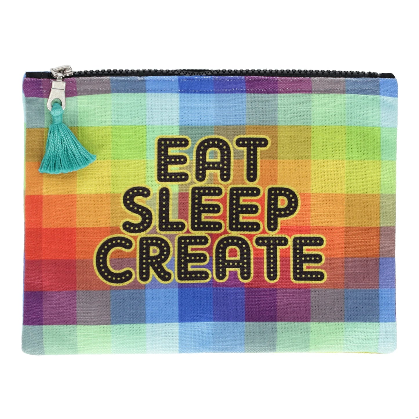 "Eat Sleep Create" Multi Colored Zipper