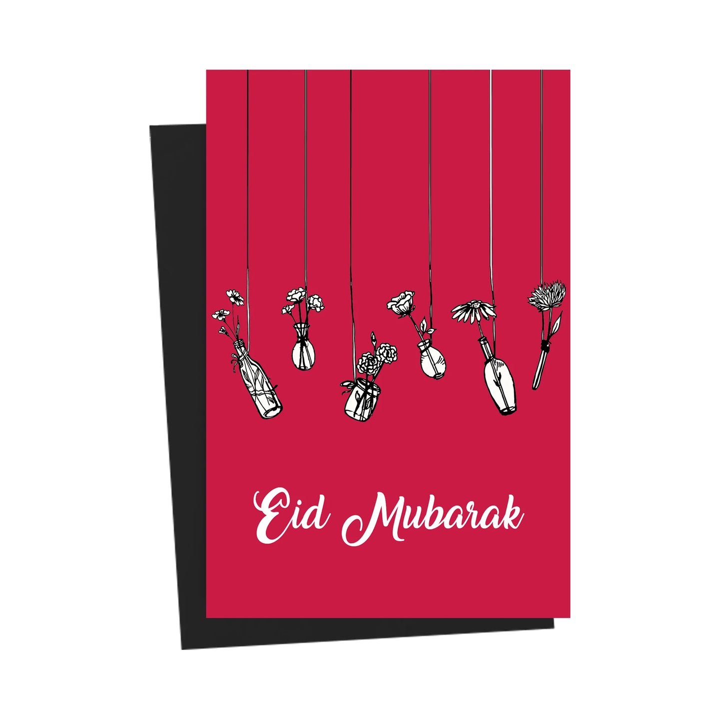 Eid Mubarak Hanging Bottles Pink Greeting Card