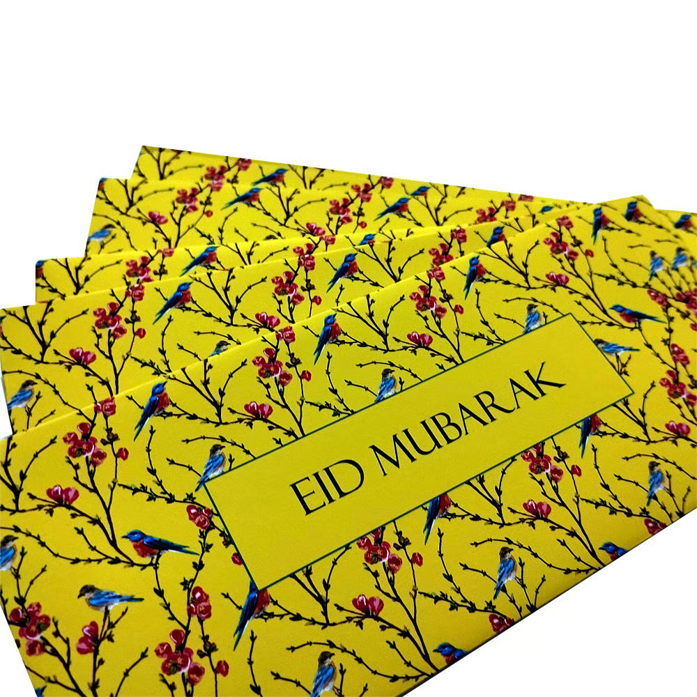 Pack of 5 Eid Mubarak Bird Branches Envelopes