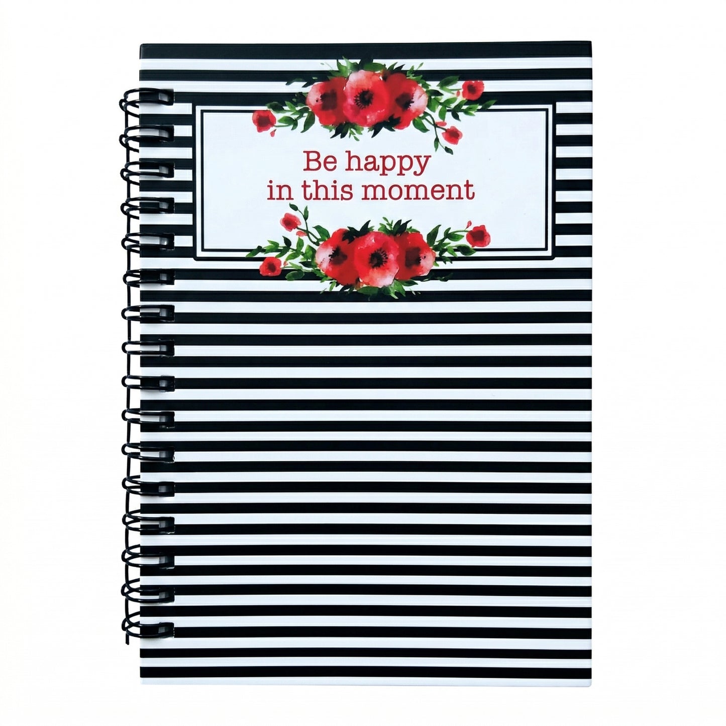 Be Happy In This Moment Striped Notebook
