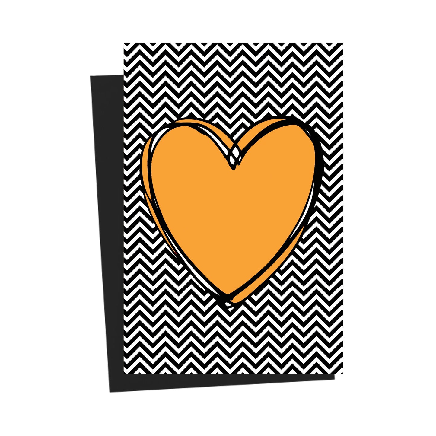 Orange Heart Chevron Greeting Card