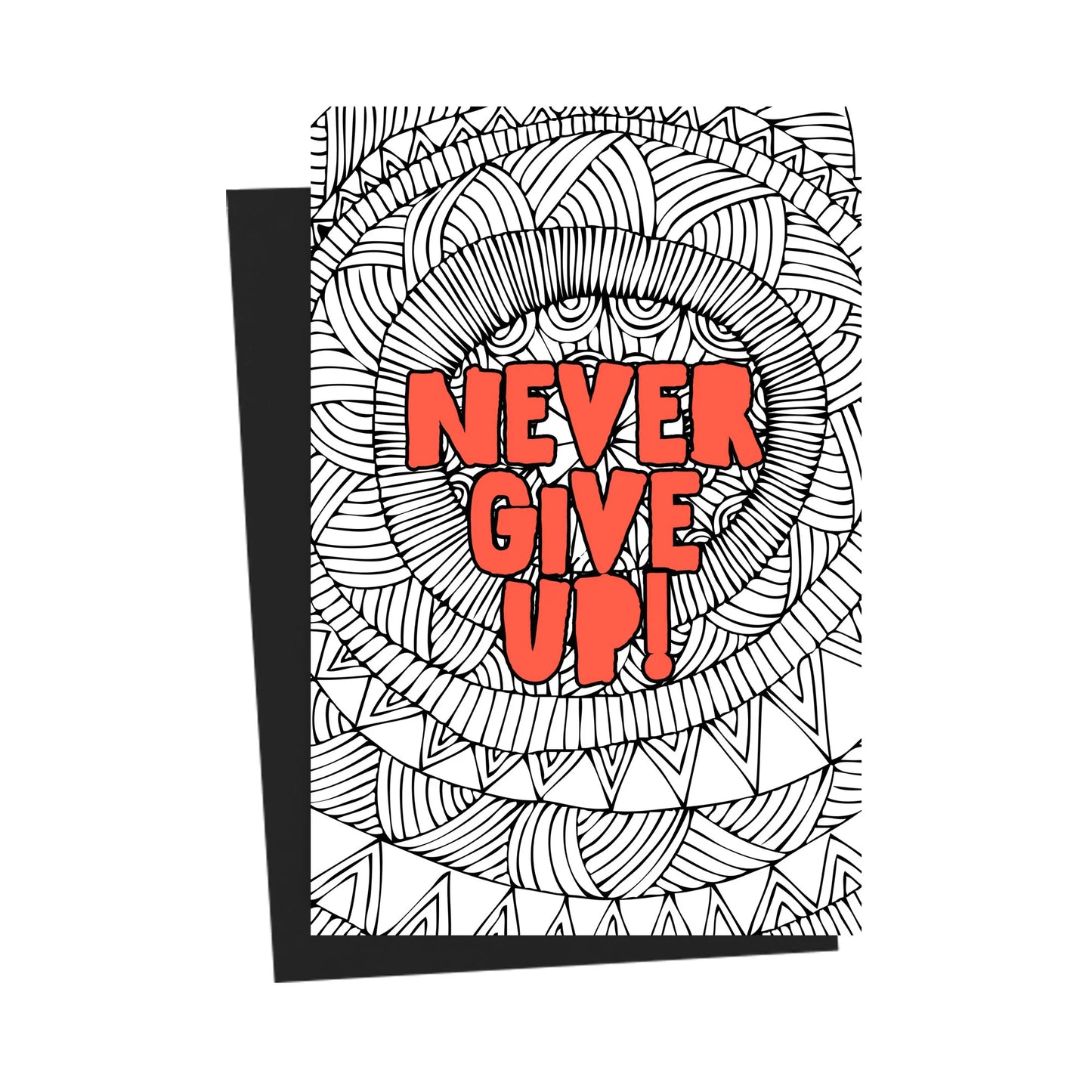 Never Give up Orange Doodled Greeting Card