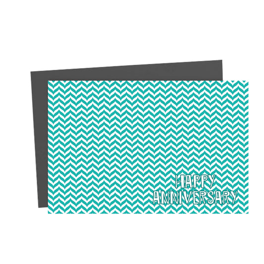 Happy Anniversary Teal Chevron Greeting Card