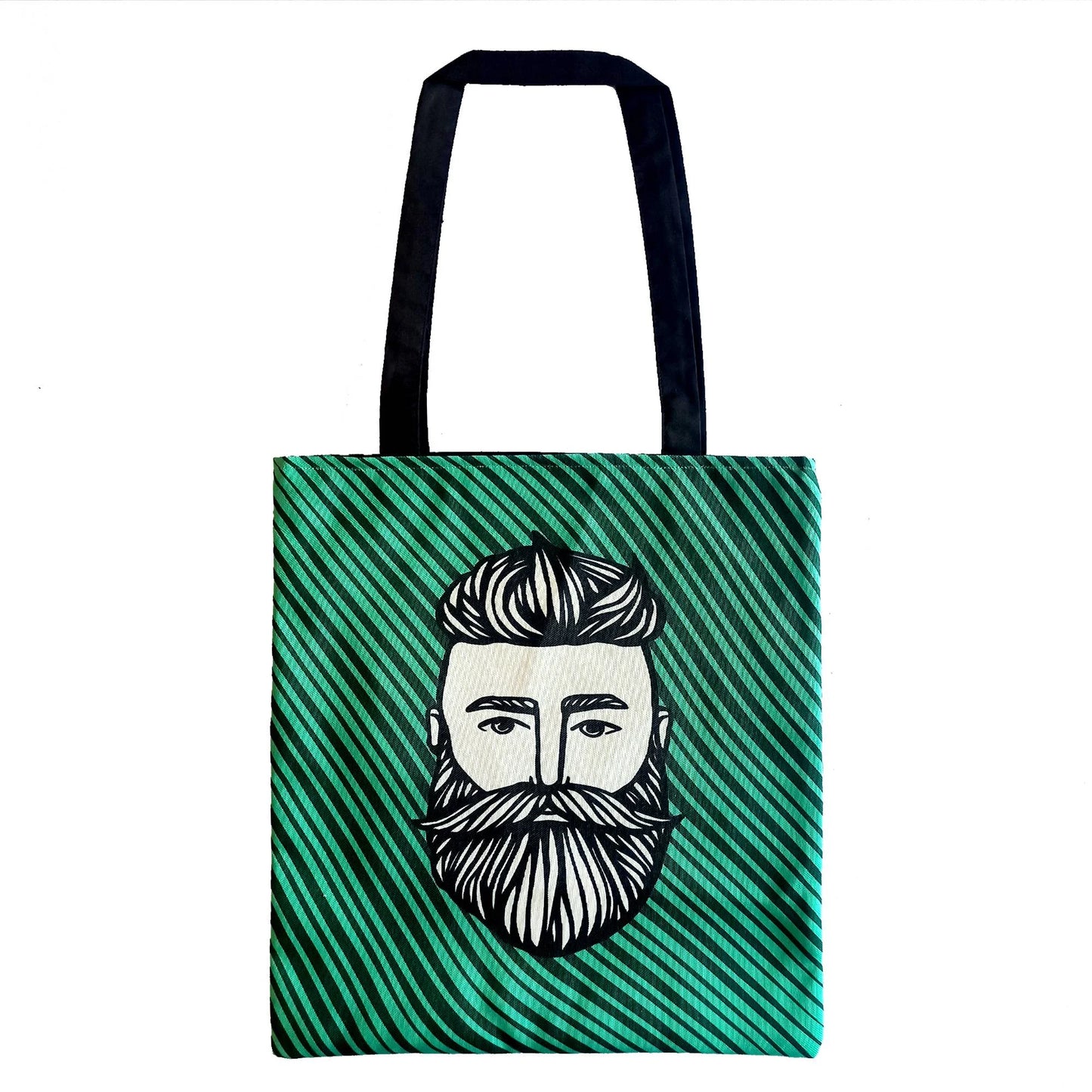 Bearded Man Green Totebag