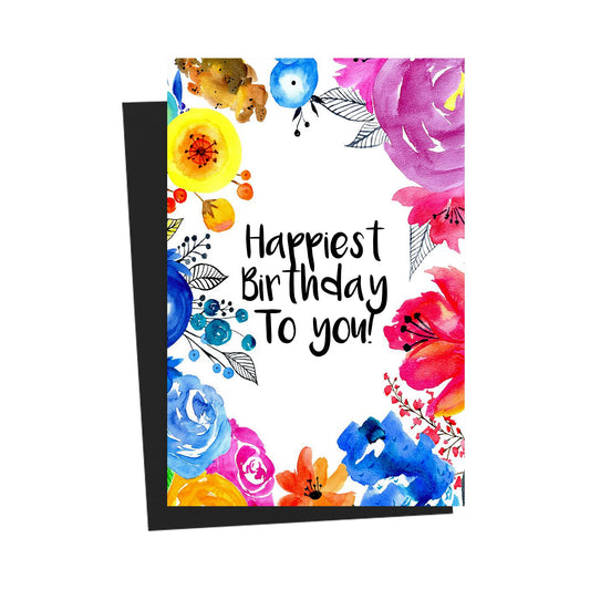 Happy Birthday Floral Colorful Greeting Card