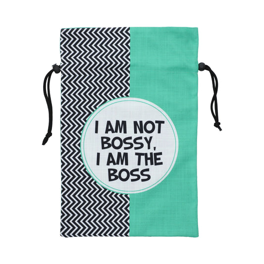 I Am Not Bossy, I Am The Boss Green Drawstring Bag
