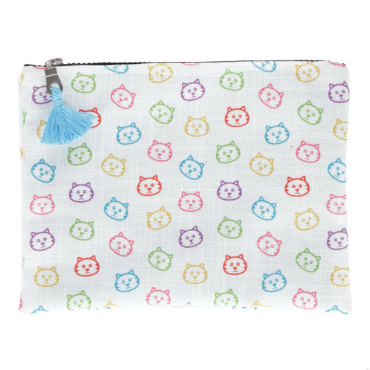 Colorful Cats Design White Zipper