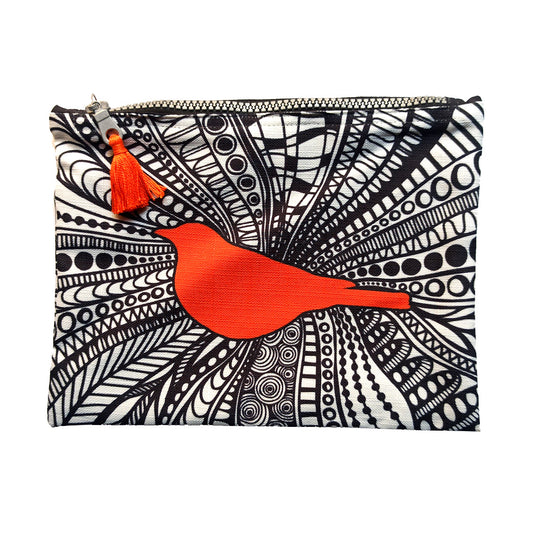 Doodled Orange Bird Zipper
