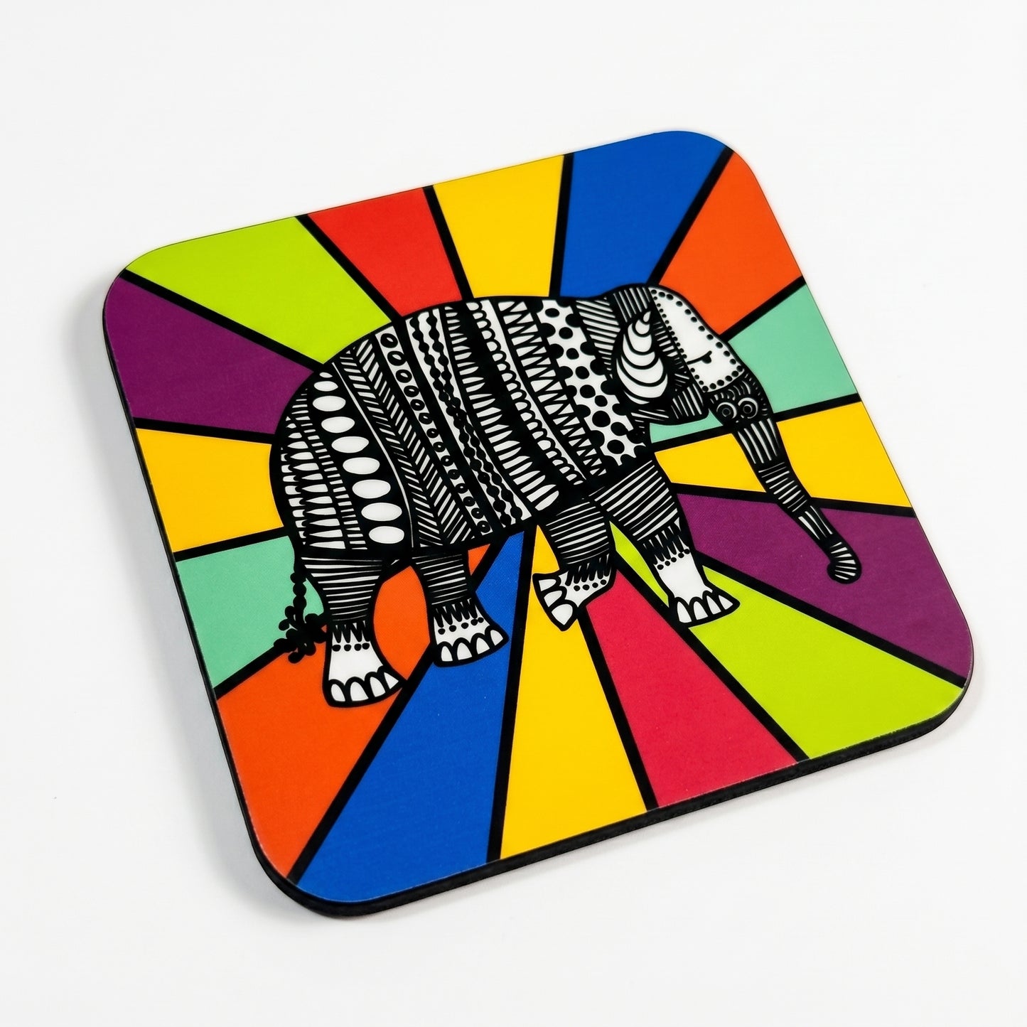Doodle Elephant Colorful Coaster