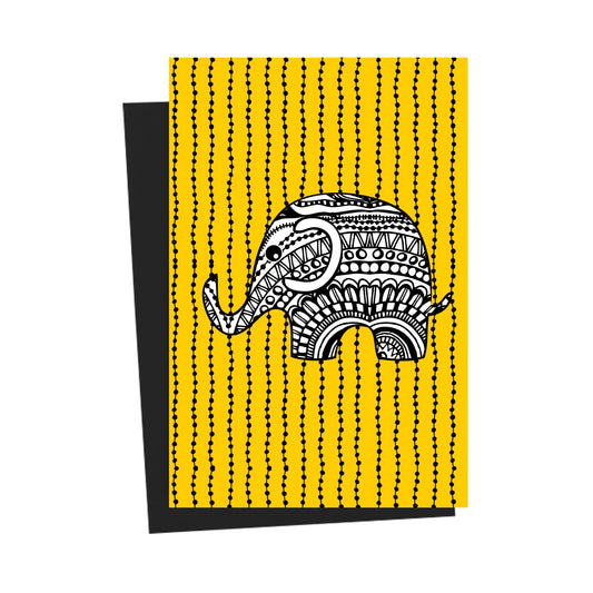 Doodled Elephant Yellow Greeting Card