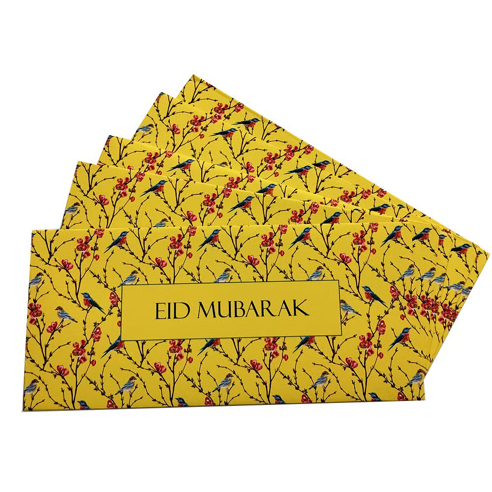 Pack of 5 Eid Mubarak Bird Branches Envelopes