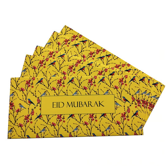 Pack of 5 Eid Mubarak Bird Branches Envelopes