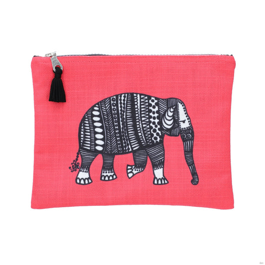 Elephant doodle Zipper Bag Pink