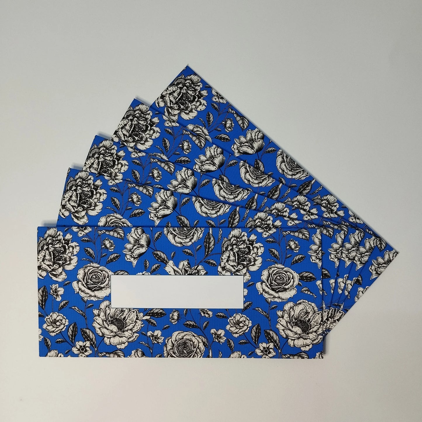 Floral blue - pack of 5 envelopes