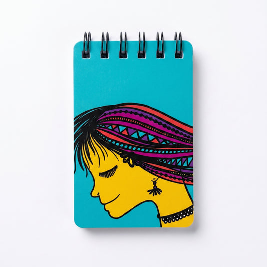Doodle Hair Girl Teal Notepad