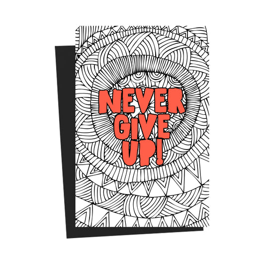 Never Give up Orange Doodled Greeting Card