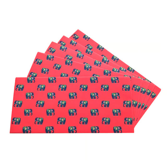 Pack of 5 Red Elephants Envelopes