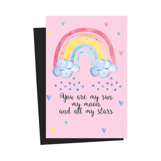 You Are My Sun, My Moon And All My Stars Pink Greeting Card