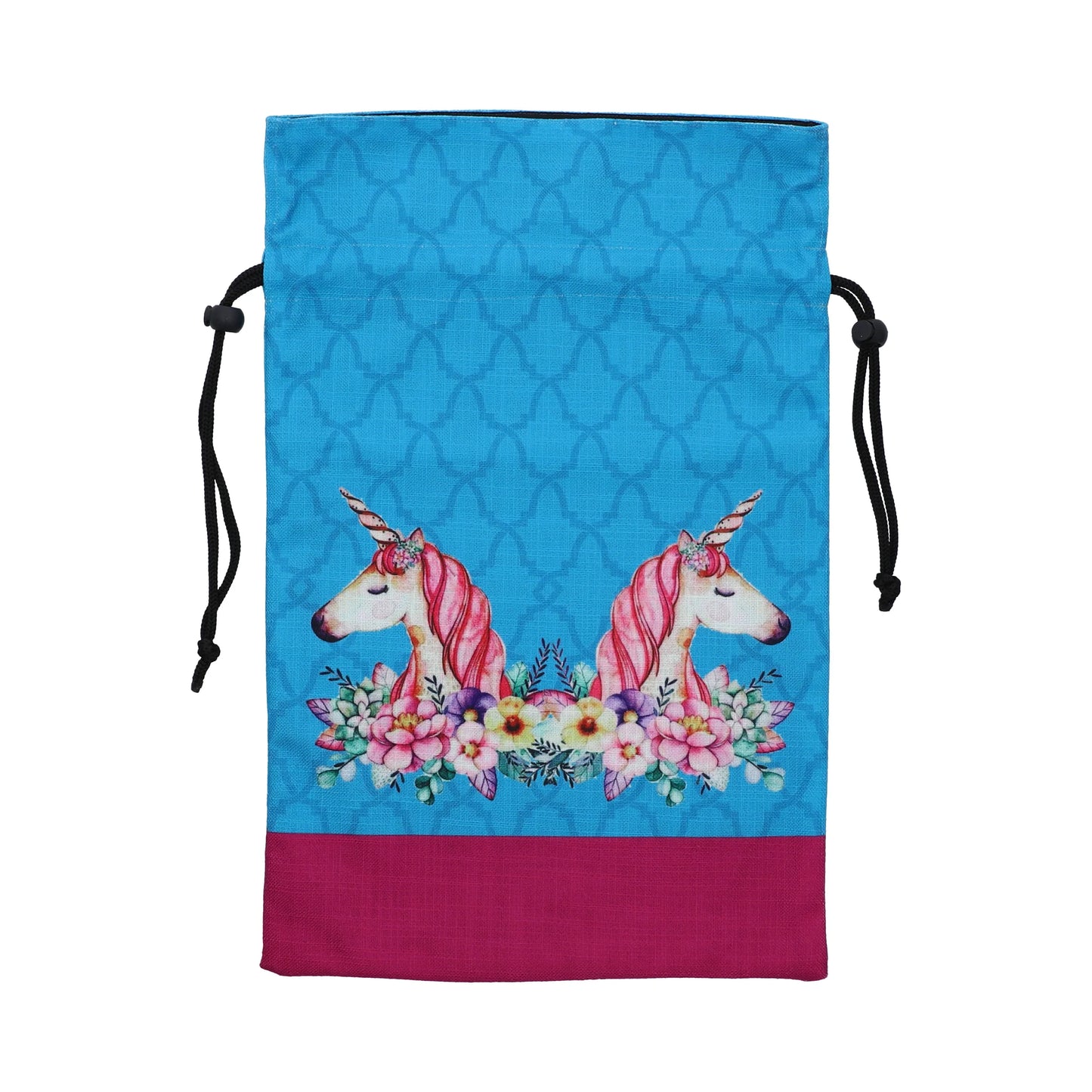 Unicorns Blue Drawstring Bag