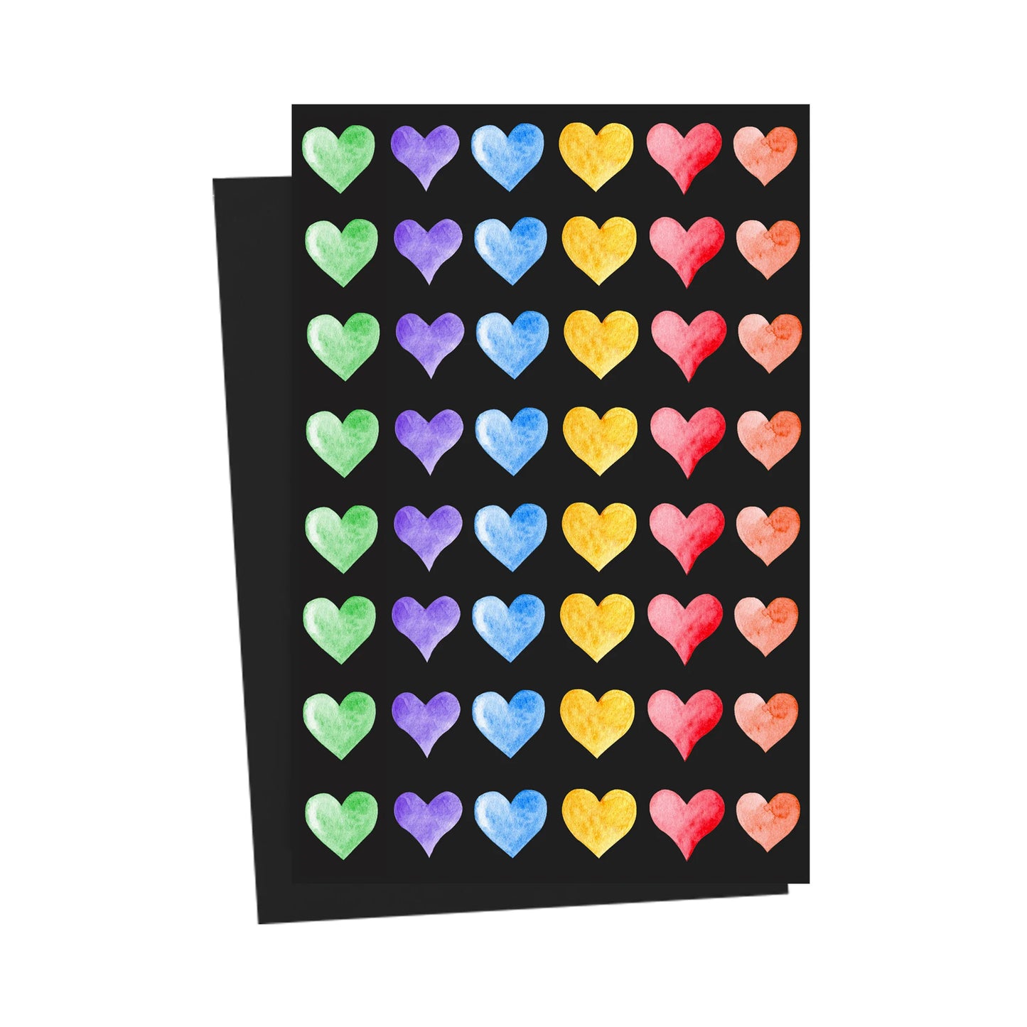 Watercolor Rainbow Hearts Greeting Card
