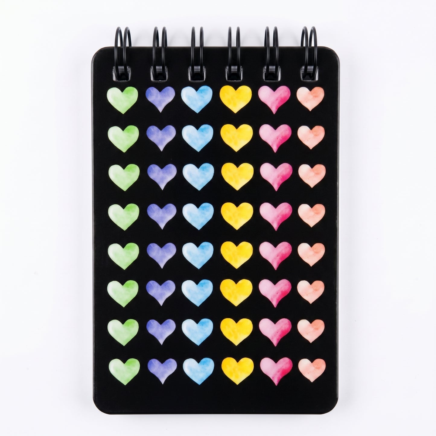 Watercolor Hearts Black Notepad