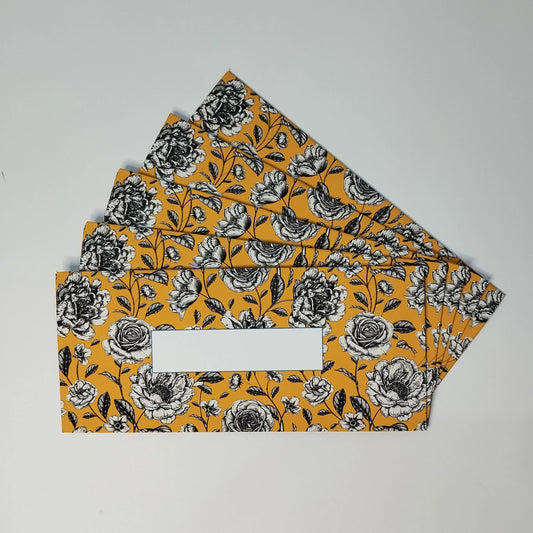 Floral yellow - pack of 5 envelopes
