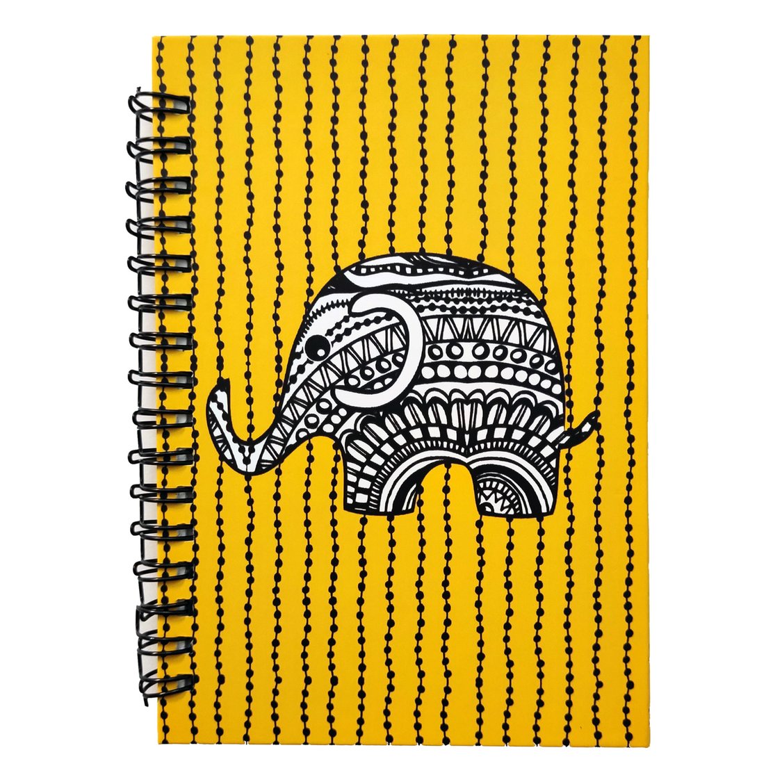Doodled Elephant Yellow Notebook
