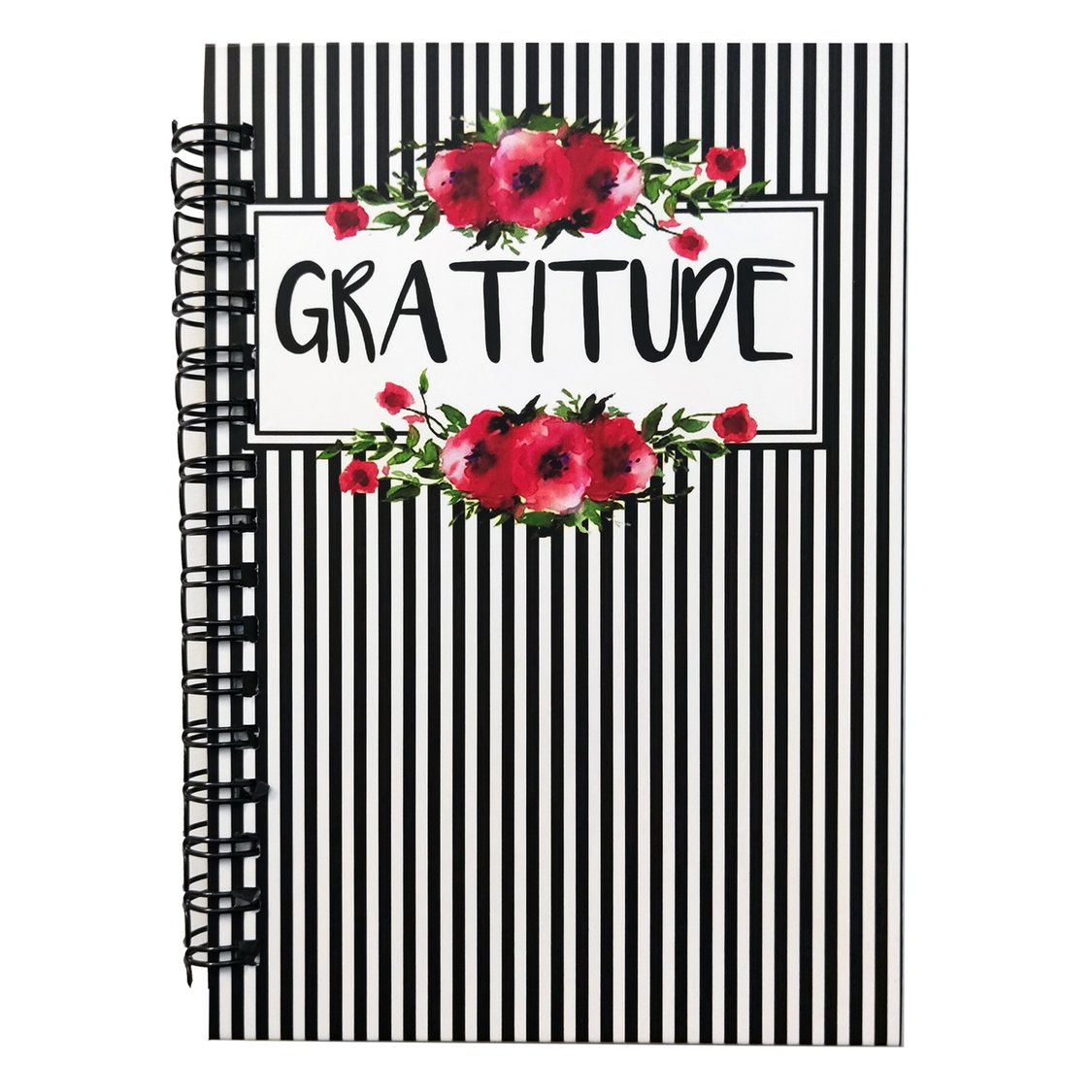 Gratitude Black and White Stripes Notebook