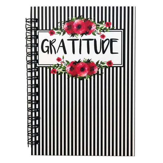 Gratitude Black and White Stripes Notebook