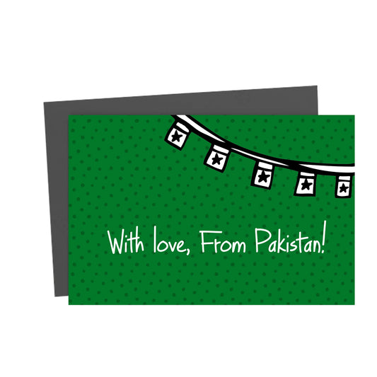 With Love, From Pakistan Green Greeting Card